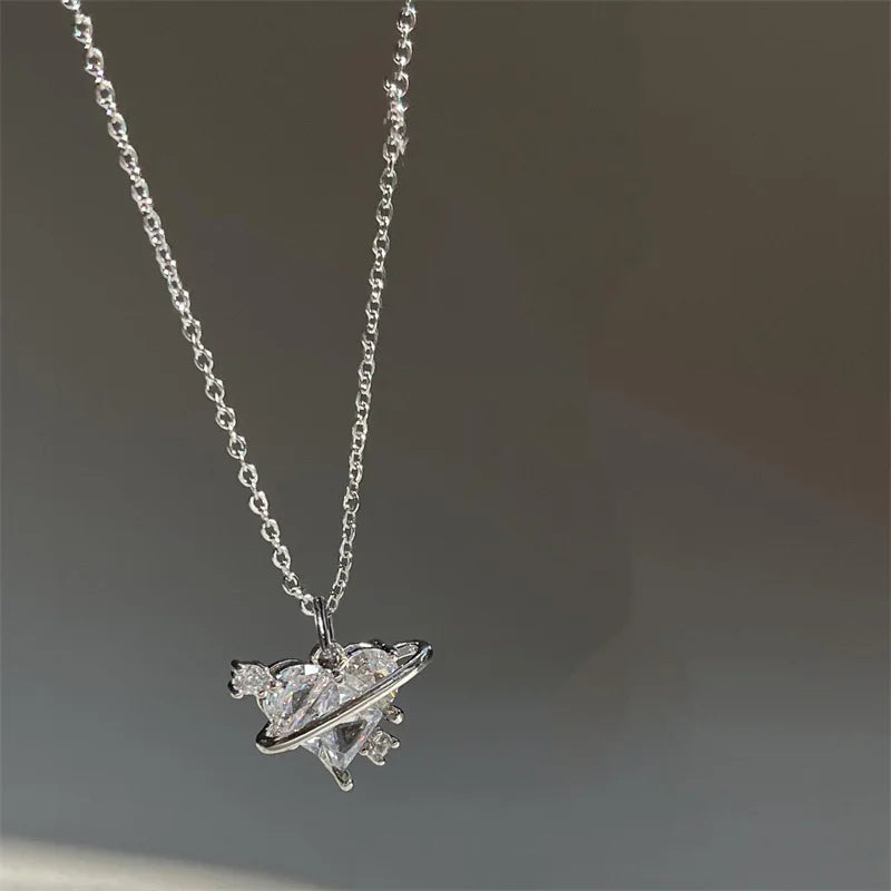 Y2K Heart Planet Necklace